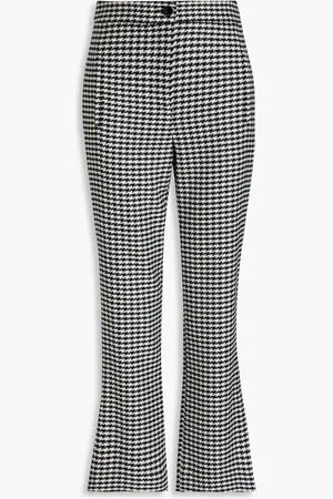 VERONICA BEARD Arte cropped houndstooth tweed bootcut pants - - US 10