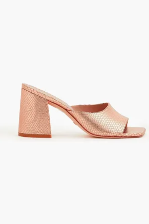 Stuart Weitzman Tia 85 metallic snake-effect leather mules - Metallic - EU 39.5