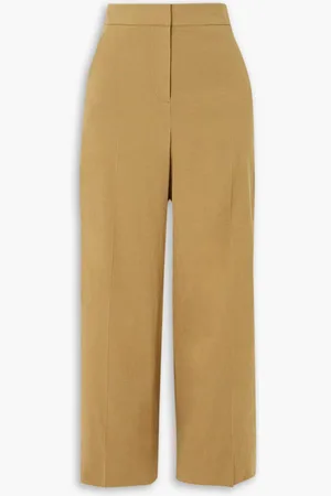 VERONICA BEARD Brixton cropped linen-blend wide-leg pants - Brown - US 4