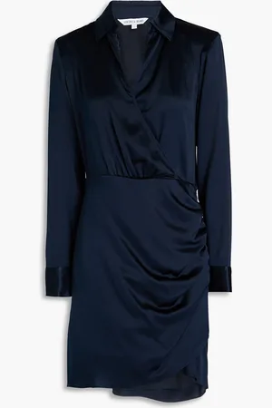 VERONICA BEARD Arceli wrap-effect silk-blend satin mini dress - Blue - US 4