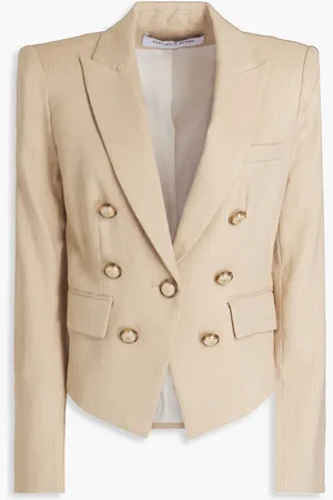 VERONICA BEARD Diego Dickey double-breasted linen-blend twill blazer - Neutral - US 8