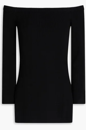 VERONICA BEARD Derick off-the-shoulder ribbed-knit top - - L