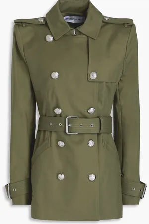 VERONICA BEARD Angelique belted cotton-blend trench coat - Green - US 6