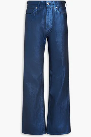 VERONICA BEARD Dylan metallic coated high-rise straight-leg jeans - Blue - 23