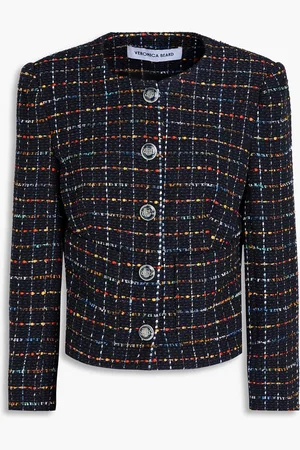 VERONICA BEARD Nathan checked cotton-blend tweed jacket - Blue - US 0