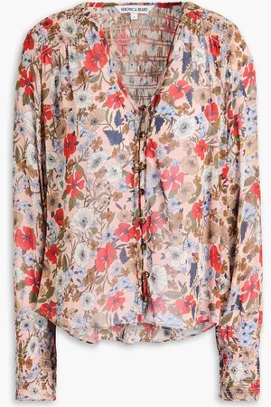 VERONICA BEARD Neha floral-print georgette blouse - Orange - US 4