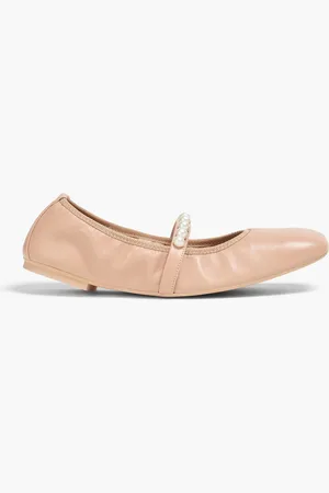 Stuart Weitzman Goldie faux pearl-embellished leather ballet flats - - EU 39.5