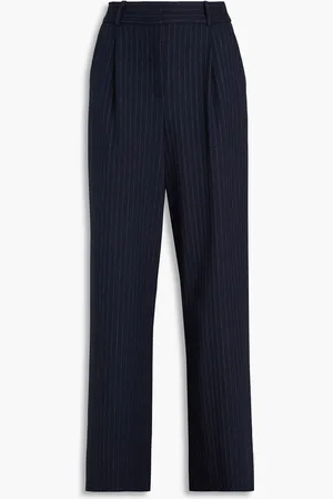 VERONICA BEARD Heyser pinstriped woven wide-leg pants - Blue - US 12