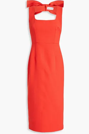 Rebecca Vallance Ally bow-embellished crepe midi dress - Red - UK 10
