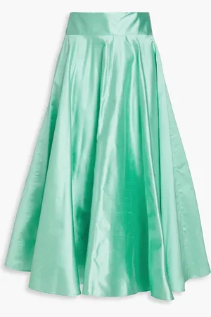 Dolce & Gabbana Pleated silk-shantung midi skirt - Green - IT 36