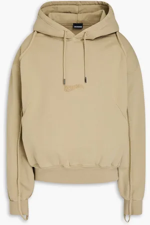 Jacquemus Embroidered cotton-fleece hoodie - Neutral - XS