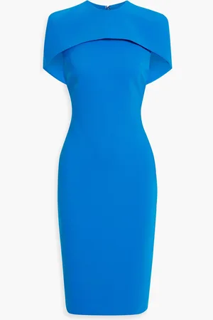 Badgley Mischka Cape-effect crepe dress - Blue - US 14