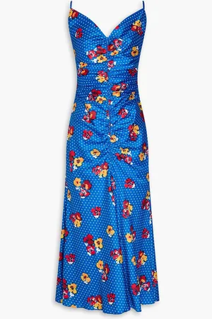 Carolina Herrera Ruched printed twill midi dress - Blue - US 4