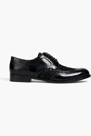Dolce & Gabbana Corded lace and glossed-leather brogues - - EU 36