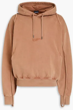 Jacquemus Embroidered cotton-fleece hoodie - Brown - XXS