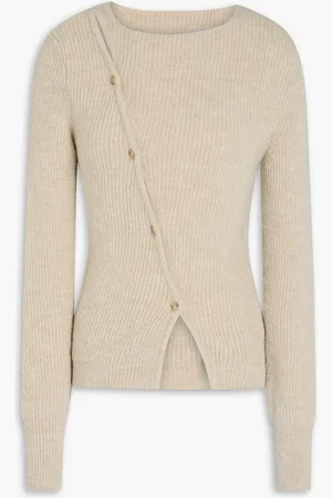 Jacquemus Asymmetric ribbed-knit sweater - Neutral - FR 38