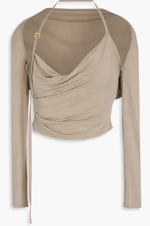 Jacquemus Cropped cupro-blend stretch-jersey top - Neutral - XL