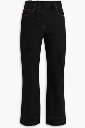 Jacquemus Linon cropped frayed high-rise bootcut jeans - - 23