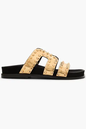 Sandro Studded metallic leather sandals - Metallic - EU 36