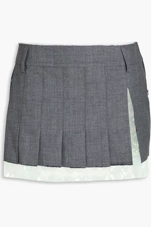 16Arlington Layered sequined tulle and crepe mini skirt - Gray - UK 10