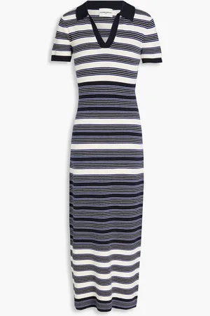 Claudie Pierlot Striped cotton and cashmere-blend midi shirt dress - Blue - L