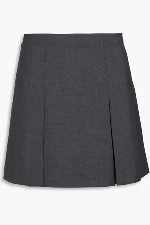 Claudie Pierlot Sarah pleated wool-blend crepe mini skirt - Gray - FR 42
