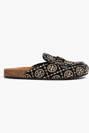 Tory Burch Embellished printed jacquard slippers - - US 5.5