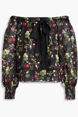 ALICE+OLIVIA Alice Olivia - Off-the-shoulder floral-print cotton and silk-blend voile top - - L
