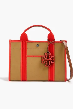 Tory Burch Tory leather-trimmed canvas tote - Brown - OneSize