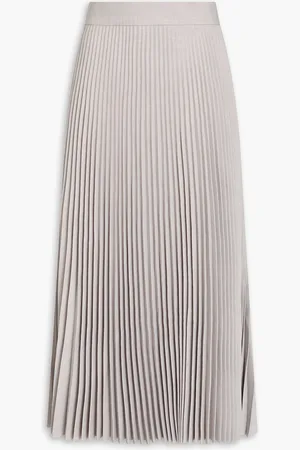 Tory Burch Pleated woven midi skirt - Gray - US 8