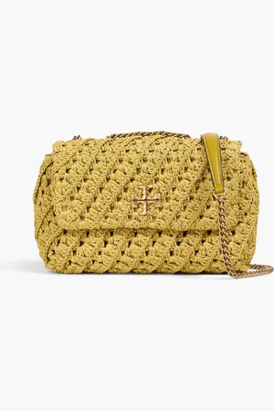 Tory Burch Kira crocheted straw shoulder bag - Yellow - OneSize