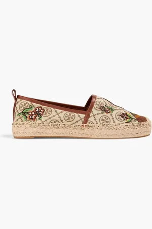 Tory Burch Embroidered jacquard espadrilles - Neutral - US 5