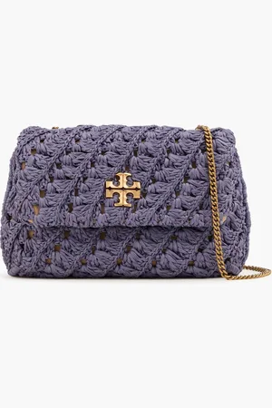 Tory Burch Kira crocheted straw cross-body bag - Purple - OneSize
