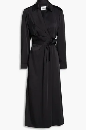 Claudie Pierlot Pleated satin-twill midi wrap dress - - FR 38