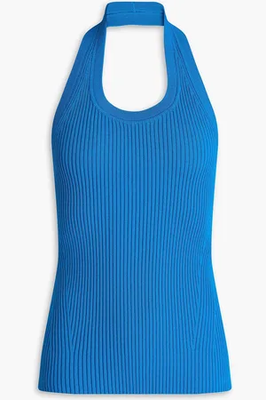 Proenza Schouler Gloria ribbed-knit halterneck top - Blue - L