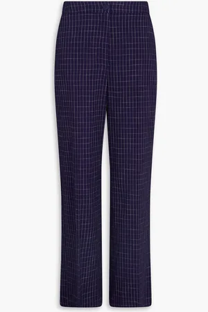Claudie Pierlot Checked grain de poudre wide-leg pants - Blue - FR 38