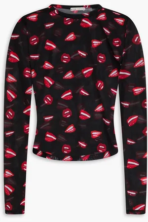 ALICE+OLIVIA Alice Olivia - Printed mesh top - - L