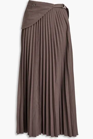 Claudie Pierlot Plissé woven maxi skirt - Brown - FR 38