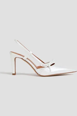 Claudie Pierlot Augustin bow-detailed iridescent leather sandals - White - EU 36