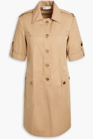 Tory Burch Camp cotton-twill mini shirt dress - Neutral - US 2