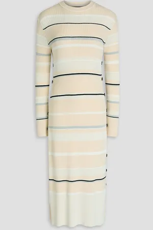 Proenza Schouler Rachel striped ribbed-knit midi dress - White - M