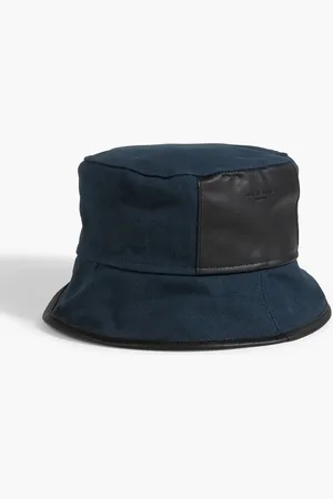 RAG&BONE Ellis leather-trimmed canvas bucket hat - Blue - ONESIZE