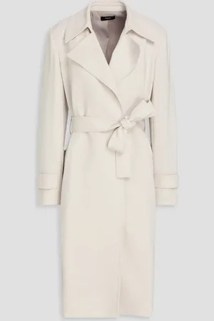 THEORY Belted crepe trench coat - White - L
