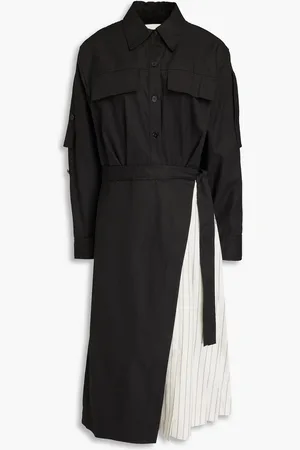 3.1 Phillip Lim Layered striped cotton-blend poplin and canvas midi shirt dress - - US 8
