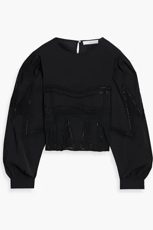 IRO Mirama cropped embellished crepe de chine top - - FR 36