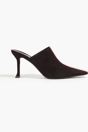 Salvatore Ferragamo Sophy patent leather-trimmed suede mules - - US 5.5