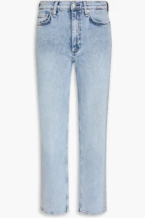 RAG&BONE Harlow cropped crystal-embellished high-rise straight-leg jeans - Blue - 26