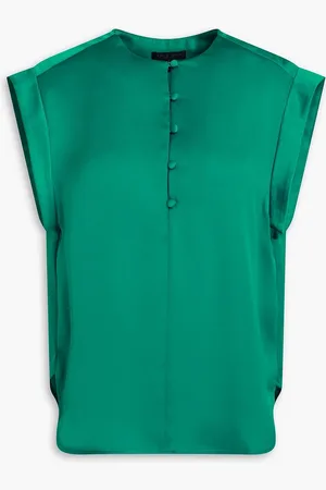 RAG&BONE Maple gathered satin top - Green - S