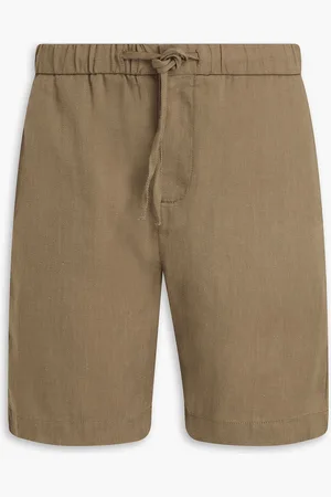 Frescobol Carioca Filipe linen and cotton-blend twill drawstring shorts - Green - 30