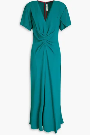 Victoria Beckham Ruched crepe midi dress - Blue - UK 8